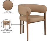 Gideon Dining Chairs - Set of 2 Contemporary Vegan Leather Chairs with Stylish Walnut Frame