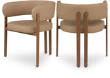 Gideon Dining Chairs - Set of 2 Contemporary Vegan Leather Chairs with Stylish Walnut Frame