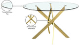Xander Contemporary Dining Table with Elegant Tempered Glass Top and Stunning Metal Base Design