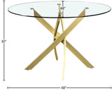 Xander Contemporary Dining Table with Elegant Tempered Glass Top and Stunning Metal Base Design