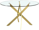 Xander Contemporary Dining Table with Elegant Tempered Glass Top and Stunning Metal Base Design