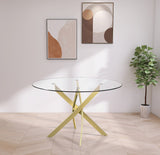 Xander Contemporary Dining Table with Elegant Tempered Glass Top and Stunning Metal Base Design