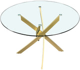 Xander Contemporary Dining Table with Elegant Tempered Glass Top and Stunning Metal Base Design