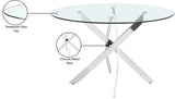 Xander Contemporary Dining Table with Elegant Tempered Glass Top and Stunning Metal Base Design