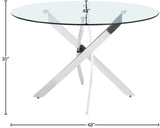 Xander Contemporary Dining Table with Elegant Tempered Glass Top and Stunning Metal Base Design