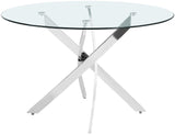 Xander Contemporary Dining Table with Elegant Tempered Glass Top and Stunning Metal Base Design