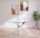 Xander Contemporary Dining Table with Elegant Tempered Glass Top and Stunning Metal Base Design