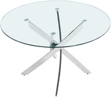 Xander Contemporary Dining Table with Elegant Tempered Glass Top and Stunning Metal Base Design