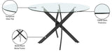 Xander Contemporary Dining Table with Elegant Tempered Glass Top and Stunning Metal Base Design