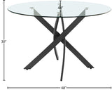 Xander Contemporary Dining Table with Elegant Tempered Glass Top and Stunning Metal Base Design