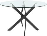 Xander Contemporary Dining Table with Elegant Tempered Glass Top and Stunning Metal Base Design