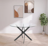 Xander Contemporary Dining Table with Elegant Tempered Glass Top and Stunning Metal Base Design