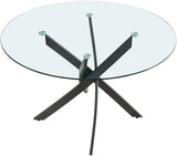 Xander Contemporary Dining Table with Elegant Tempered Glass Top and Stunning Metal Base Design