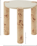 Thor End Table - Contemporary Burl Design with White Resin Top for Modern Living Room Elegance