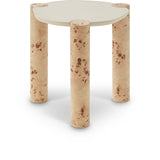 Thor End Table - Contemporary Burl Design with White Resin Top for Modern Living Room Elegance