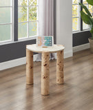 Thor End Table - Contemporary Burl Design with White Resin Top for Modern Living Room Elegance