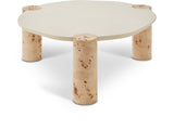 Thor Coffee Table - Modern Elegance with Rich Burl Veneer Legs and Sleek White Resin Top Design