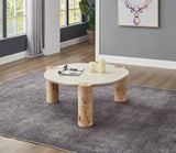 Thor Coffee Table - Modern Elegance with Rich Burl Veneer Legs and Sleek White Resin Top Design