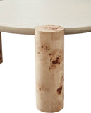 Thor Coffee Table - Modern Elegance with Rich Burl Veneer Legs and Sleek White Resin Top Design