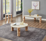 Thor Coffee Table - Modern Elegance with Rich Burl Veneer Legs and Sleek White Resin Top Design