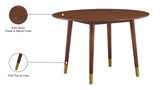 Sherwood Round Dining Table - Mid-Century Modern Design with Walnut Finish & Gold-Tipped Legs