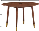 Sherwood Round Dining Table - Mid-Century Modern Design with Walnut Finish & Gold-Tipped Legs