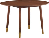 Sherwood Round Dining Table - Mid-Century Modern Design with Walnut Finish & Gold-Tipped Legs