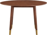 Sherwood Round Dining Table - Mid-Century Modern Design with Walnut Finish & Gold-Tipped Legs