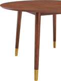 Sherwood Round Dining Table - Mid-Century Modern Design with Walnut Finish & Gold-Tipped Legs