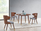 Sherwood Round Dining Table - Mid-Century Modern Design with Walnut Finish & Gold-Tipped Legs