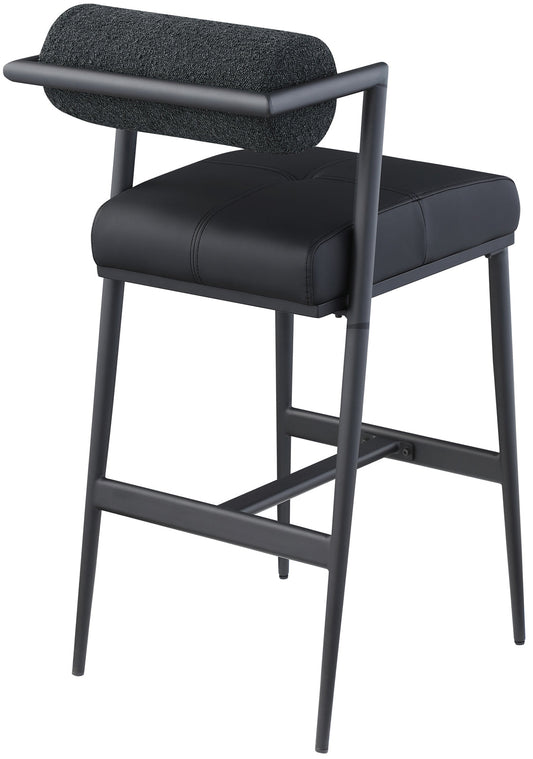 Stryker Counter Stools Set of 2 - Luxurious Boucle Fabric and Vegan Leather for Modern Spaces