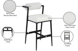 Stryker Counter Stools Set of 2 - Luxurious Boucle Fabric and Vegan Leather for Modern Spaces
