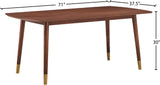 Sherwood Round Dining Table - Mid-Century Modern Design with Walnut Finish & Gold-Tipped Legs