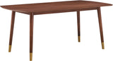 Sherwood Round Dining Table - Mid-Century Modern Design with Walnut Finish & Gold-Tipped Legs