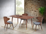 Sherwood Round Dining Table - Mid-Century Modern Design with Walnut Finish & Gold-Tipped Legs