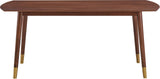 Sherwood Round Dining Table - Mid-Century Modern Design with Walnut Finish & Gold-Tipped Legs