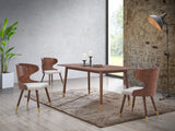 Sherwood Round Dining Table - Mid-Century Modern Design with Walnut Finish & Gold-Tipped Legs