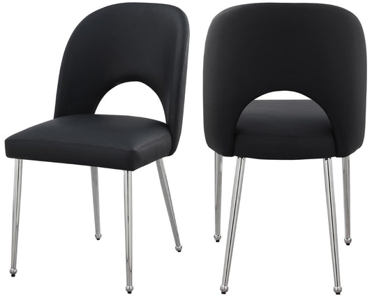 Logan Contemporary Dining Chair Set of 2 - Luxurious Upholstery with Chrome Finish for Modern Homes