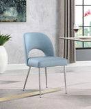 Logan Contemporary Dining Chair Set of 2 - Luxurious Upholstery with Chrome Finish for Modern Homes