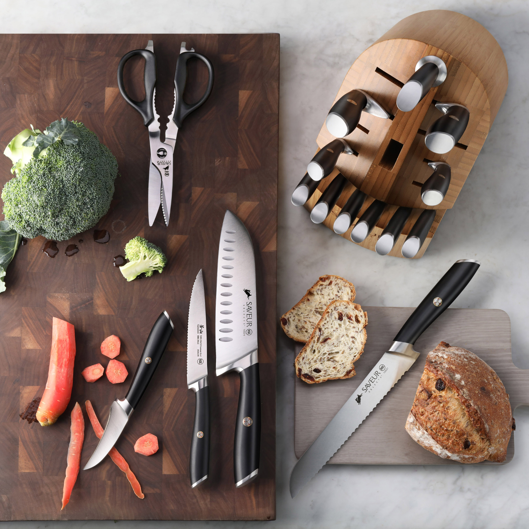 Saveur Selects 17-Piece Knife Block Set, Forged German Steel, 1026320