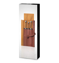 N1 Series 4-Piece Leather Roll Knife Set, Silver, Forged German Steel, 59946