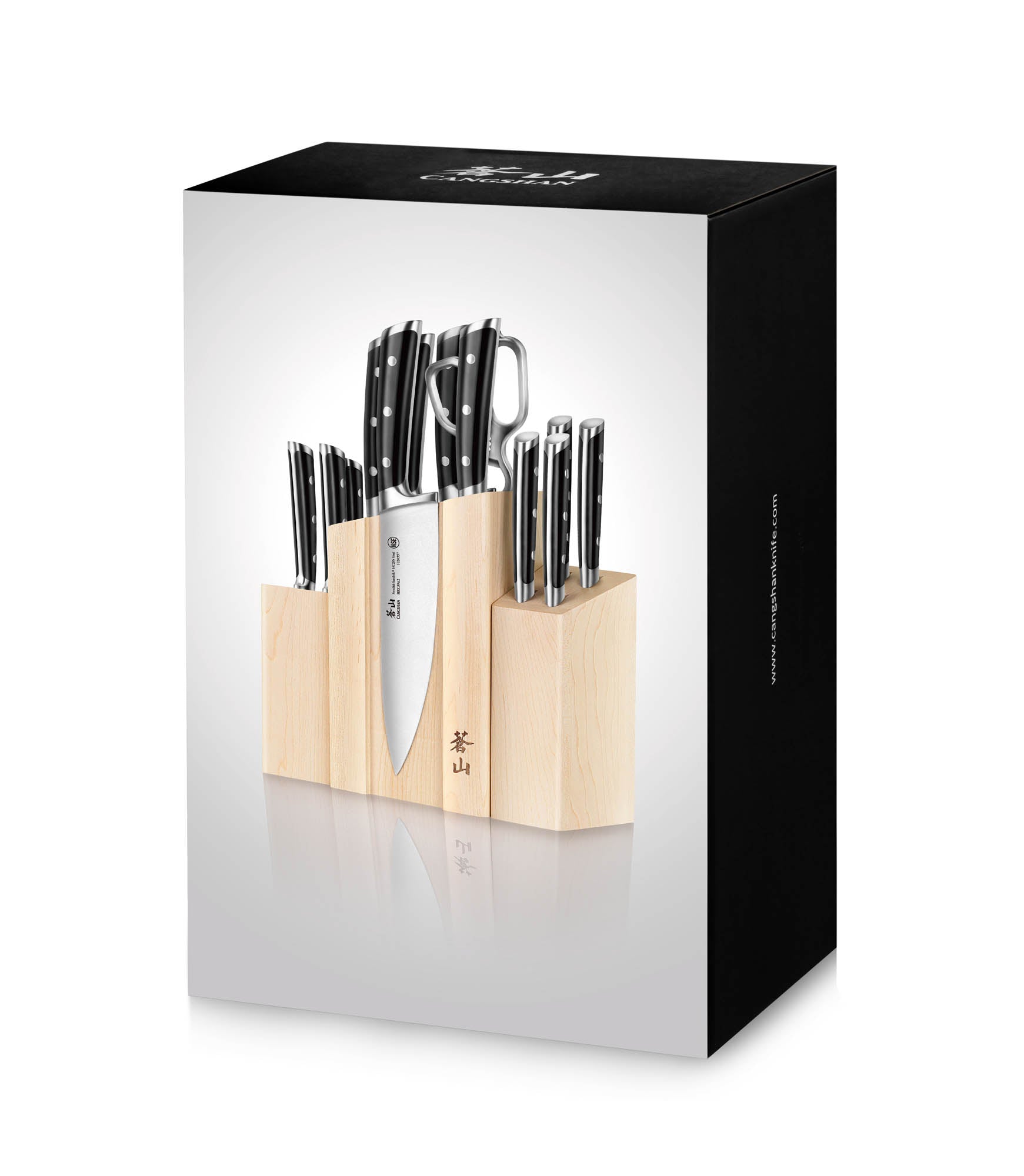 TS Series Magnetic Knife Block Set, Forged Swedish 14C28N Steel, DENALI Maple Block, 1021431