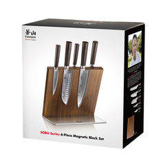 SOBU Series 6-Piece Magnetic Block Set, X-7 Damascus Steel, HUA Acacia Block, 503817