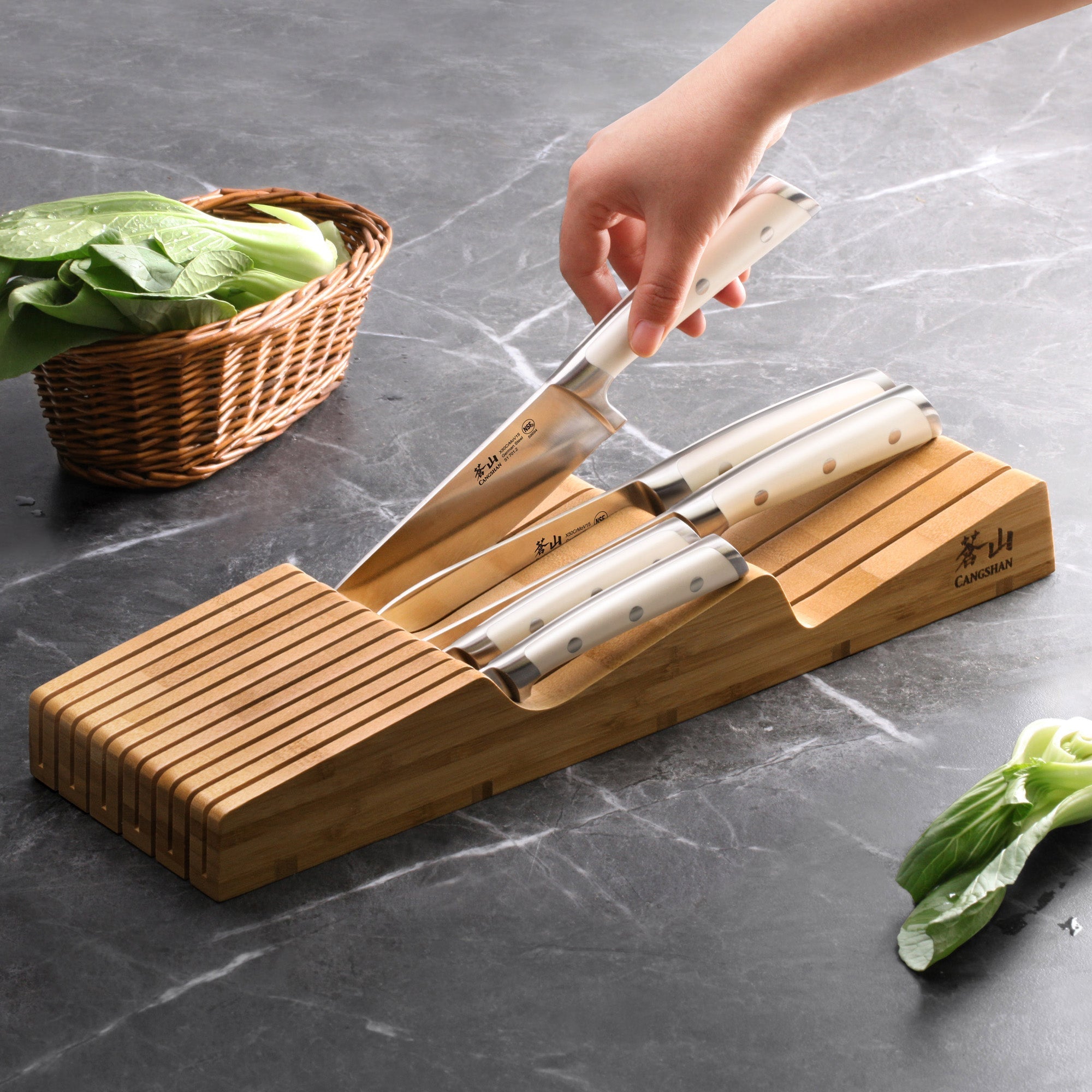 S1 Series 5-Piece Knife Set with Bamboo in Drawer Knife Block, Forged German Steel, 1023022