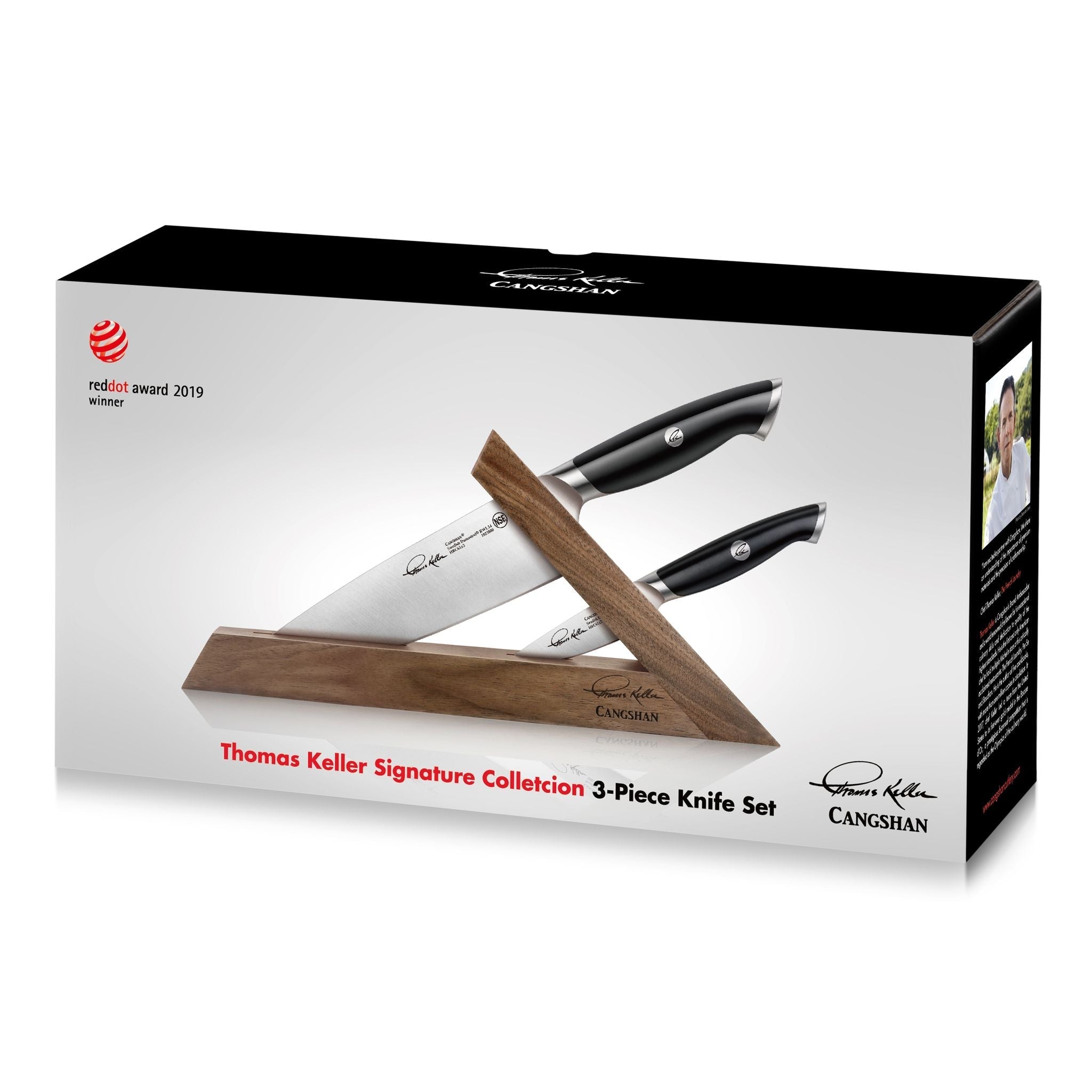 TKSC TAI 3-Piece Knife Block Set, Forged Swedish Powder Steel, Thomas Keller Signature Collection, Black, 1024678