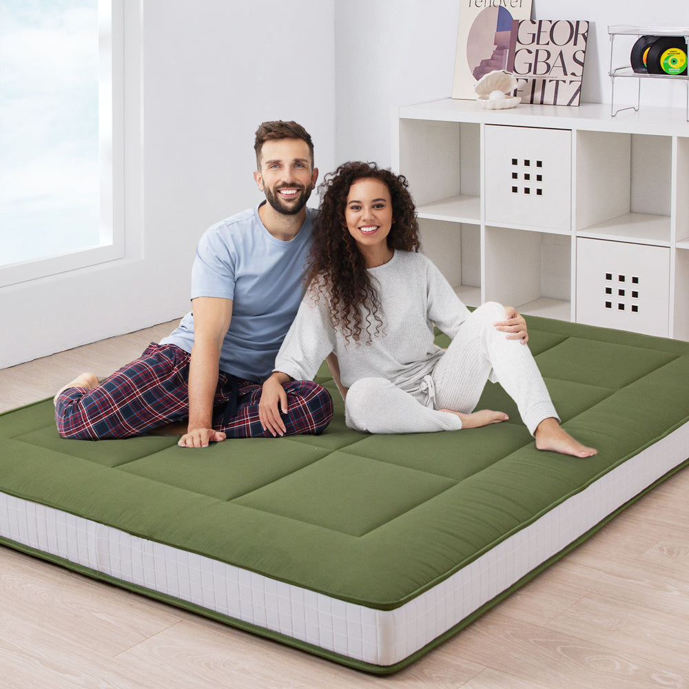 MAXYOYO Padded Japanese Floor Mattress, Green Foldable Roll Up Futon Mattress