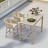 PURPLE LEAF Counter Stools Bar Stools Rattan Bar Stools Wicker Bar Chairs Woven Aluminum Barstools with Back and Cushions