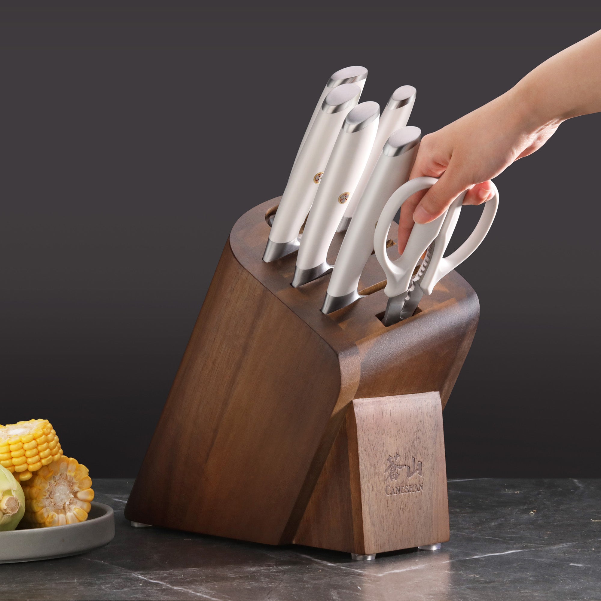 L & L1 Series 7-Piece Cleaver Knife Block Set, Forged German Steel