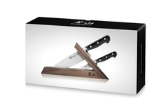 TV2 Series 3-Piece TAI Knife Block Set, Forged Swedish 14C28N Steel, Walnut Block, 1021585