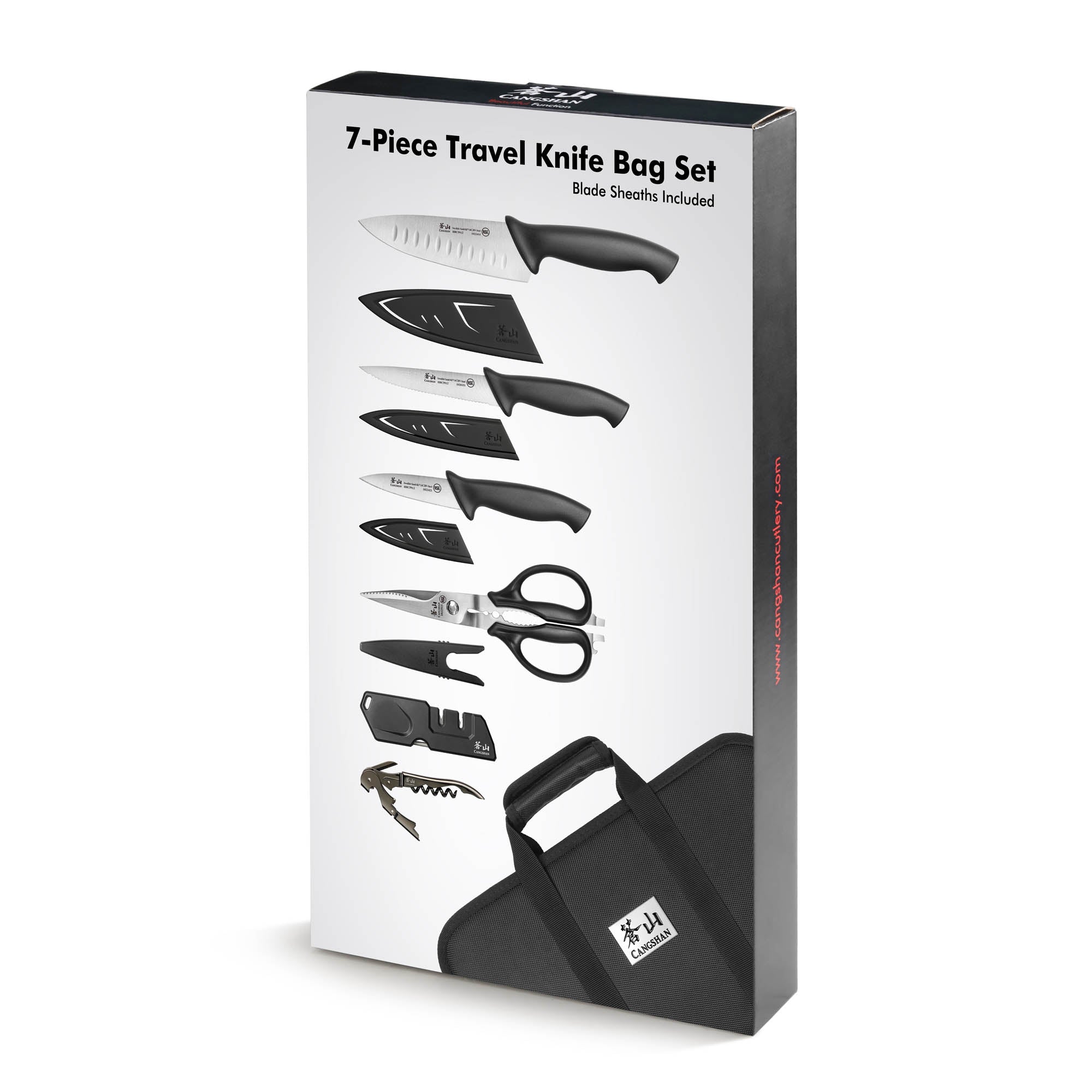 HORIZON Series 7-Piece Travel Knife Set with Black Bag, Swedish 14C28N Steel, 1026689